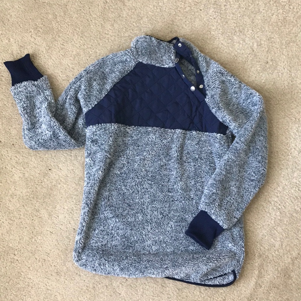Asymmetrical Snap Fleece Sweatshirt